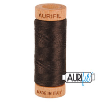 Aurifil 80wt Cotton Mako' 280m Spool - 1130 - Very Dark Bark