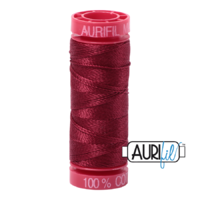 Aurifil 12wt Cotton Mako' 50m Spool - 2460 - Dark Carmine Red