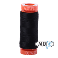 Aurifil 50wt Cotton Mako' 200m Spool - 2692 - Black