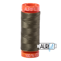 Aurifil 50wt Cotton Mako' 200m Spool - 2905 - Army Green