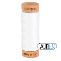 Aurifil 80wt Cotton Mako' 280m Spool - 2024 - White