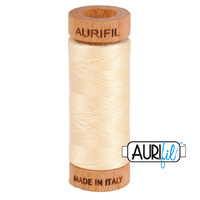 Aurifil 80wt Cotton Mako' 280m Spool - 2123 - Butter