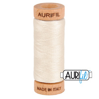 Aurifil 80wt Cotton Mako' 280m Spool - 2309 - Silver White