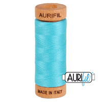 Aurifil 80wt Cotton Mako' 280m Spool - 5005 - Bright Turquoise