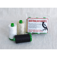 Iconic Australia Aurifil Thread Set - Outback 40wt Large - Black & White - Australian Magpie