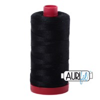 Aurifil 12wt Cotton Mako' 325m Spool - 2692 - Black