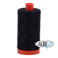 Aurifil 50wt Cotton Mako' 1300m Spool - 2692 - Black